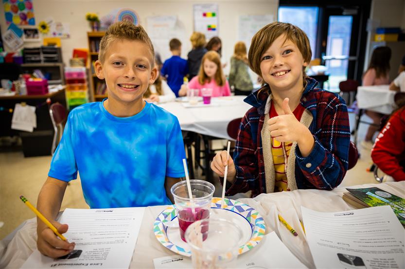 College Grove students in a science class